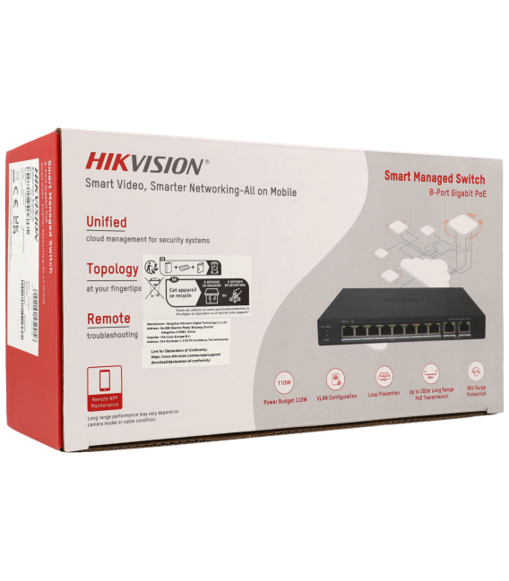 Switch cloud HIKVISION PRO 10 portas com 8 portas PoE